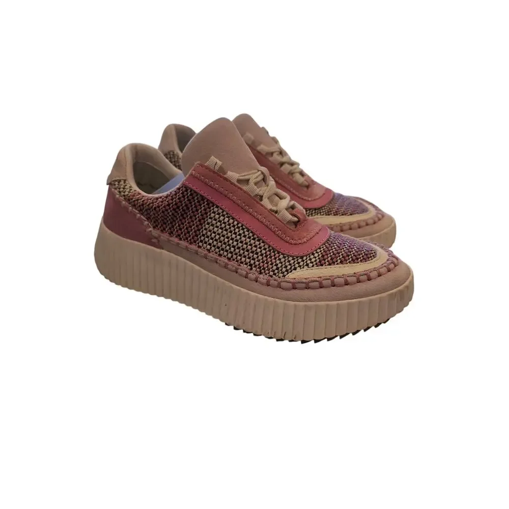 Dolce Vita Pink Multi Woven Platform‎ Sneakers Womens Lace Up Casual Shoes